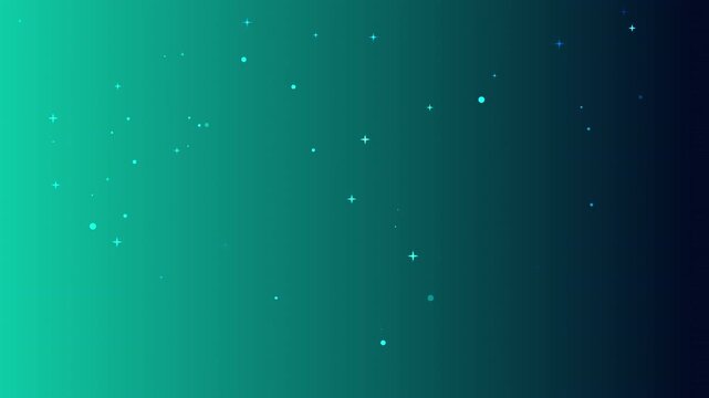 A captivating abstract background featuring a vibrant turquoise to dark blue gradient adorned with delicate, shimmering star-like particles, creating a modern and ethereal visual effect