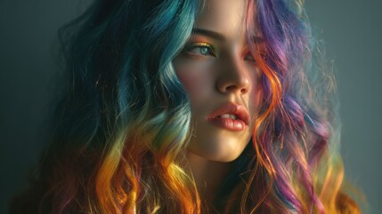 Fototapeta premium Colorful curly hair portrait