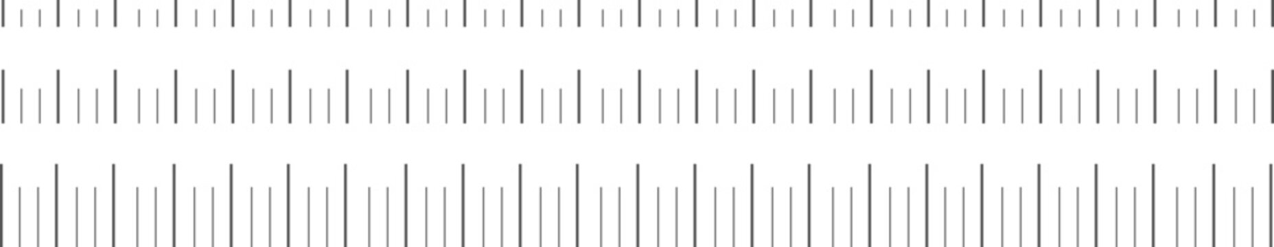 Set of three horizontal ruler lines with measurement marks simple vector illustration for design and education isolated on white background