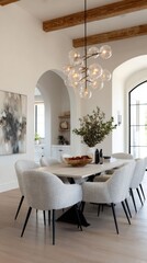 Chic dining area with stylish lighting