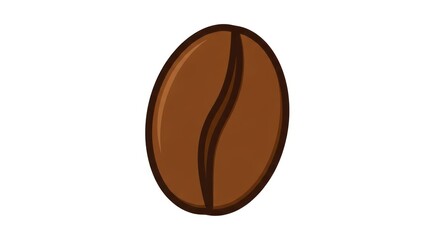 Single coffee bean on white, brown color coffee grain, symbol