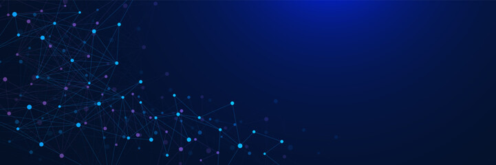 Abstract futuristic science and technology with plexus design. Modern network connection, big data visualization and global communication concept. Vector