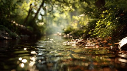 Fototapeta premium Forest stream sunlight