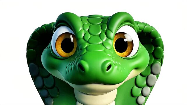 Cartoon cobra head shown in close-up view highlighting facial features for reptile anatomy learning.