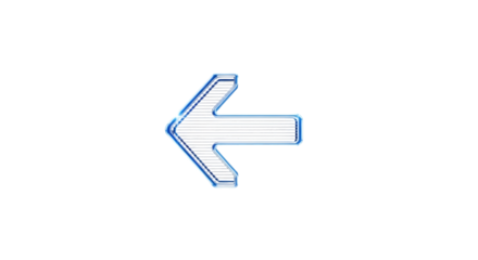 Glowing blue left and right arrow sign isolated on transparent background