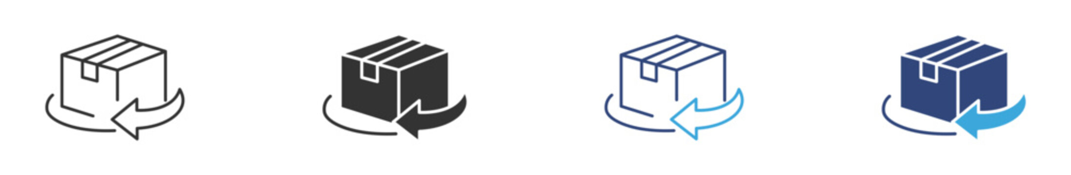 Return Package Icon set. Product Refund and Parcel Return Symbol. Shipping Service, vector Illustration.