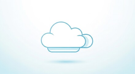 Fototapeta premium Delicate azure cloud symbol on a serene white background, minimalist concept