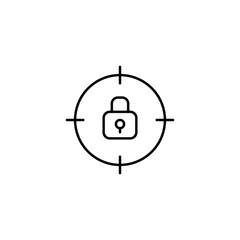 Obraz premium Lock in target. Secure data access, protected privacy. Restricted access. Pixel perfect, editable stroke vector icon