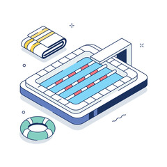 Visually appealing isometric illustration of swimming pool for fitness training