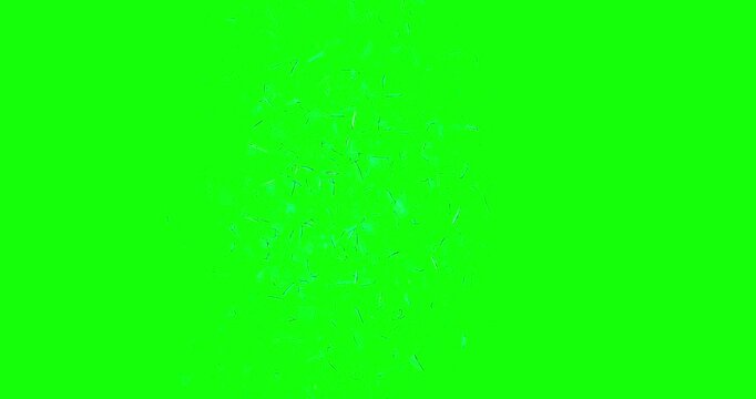 Flying shattered glass fragments in slow motion footage with green screen. 3D 4K FX animation.
