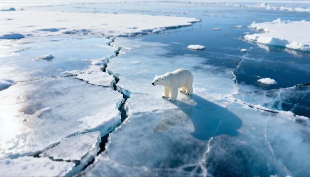 polar bear on shrinking ice climate change metaphor perfect for international polar bear day