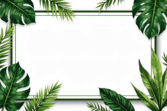 Green botanical frame with label