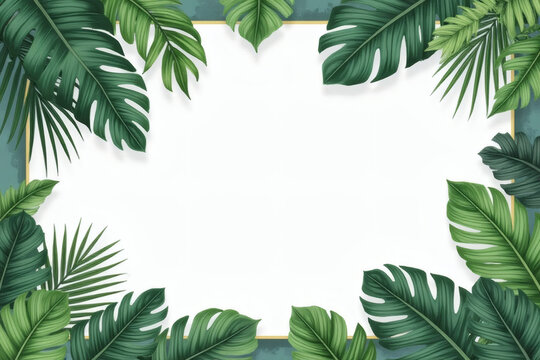 Botanical leaves frame on white