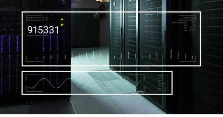 Animation shows digital data processing on servers for global tech concepts. - Powered by Adobe