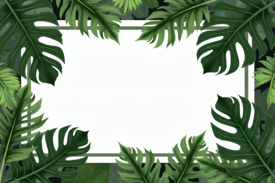 Botanical jungle frame blank label