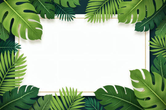 Realistic tropical border with label