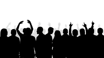 Naklejka premium Crowd Silhouette People Dancing Celebration.