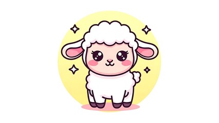 Obraz premium Cute Cartoon Sheep Character Design Illustration.