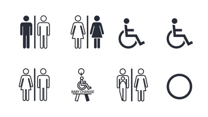 Restroom Signs Icons Collection.