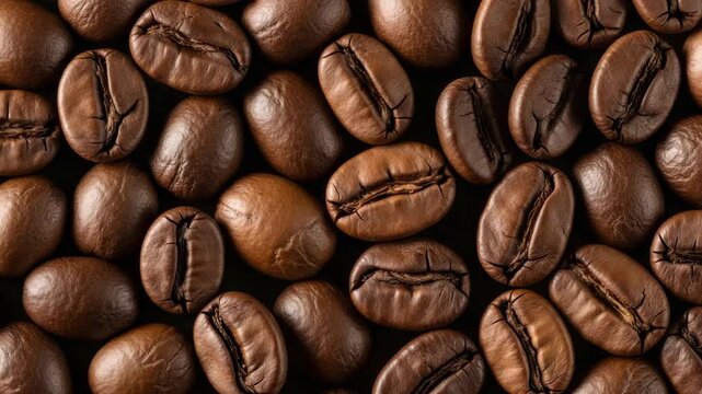 Roasted coffee beans close up texture