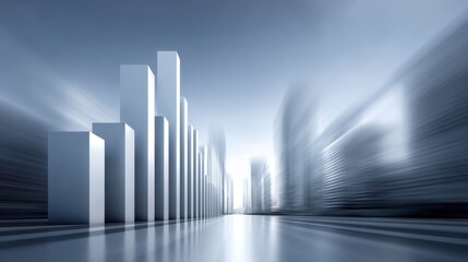 Abstract financial growth chart with blurred cityscape background showcasing modern architecture and trends in business development and investment opportunities