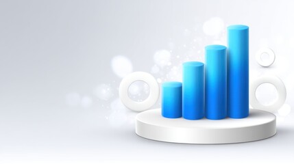Modern Data Visualization with Blue Bar Graph on a Light Background for Business Growth and Financial Analysis