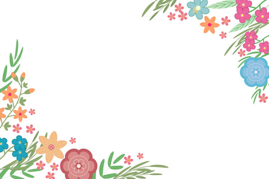 orizontal card design with elegant floral compositions placed in corners Transparent background Clean empty copy space in center for text, logos, invitations, branding, or creative graphic layouts