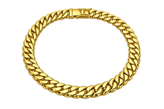 Gold chain cuban link bracelet showing luxury and wealth with a secure clasp on transparent background