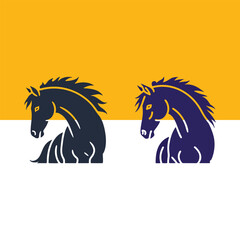 Stylized Horse Silhouettes Against Yellow and White horse