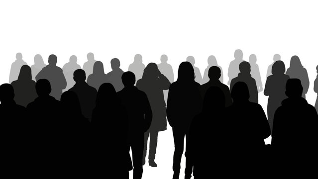 Crowd Silhouette Many People Gathering Together.