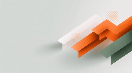 Abstract design with colorful geometric shapes and layered lines in orange, green, and white on a soft background for modern digital projects