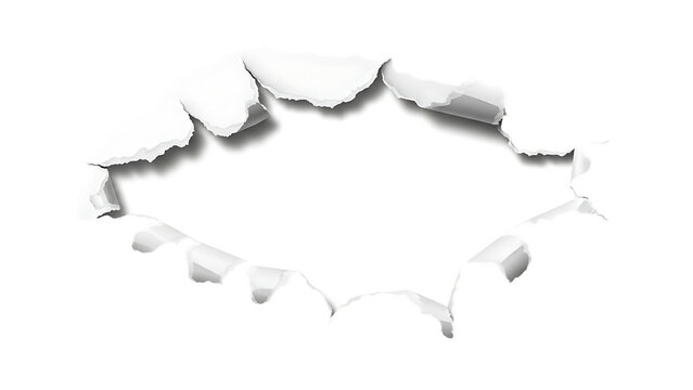 Torn paper effect with white hole on black background