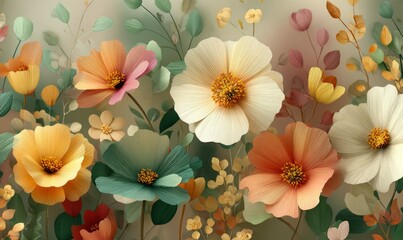 Elegant Floral Background with Vibrant Colors and Soft Textures for Design Projects