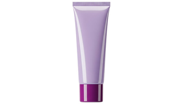 Lavender cosmetic tube with purple cap