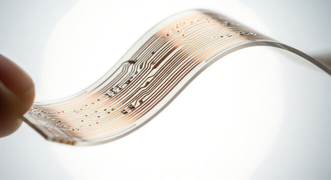 Flexible circuit board with copper wiring and microchips