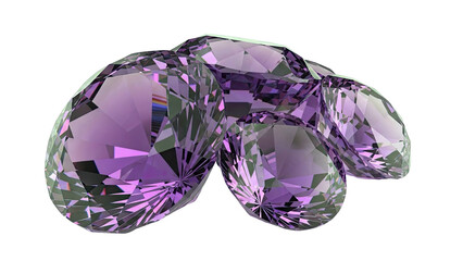 Cluster of faceted purple gemstones