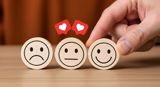 Customer feedback satisfaction rating scale happy sad neutral review survey experience like hearts
