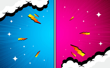Fototapeta premium Comic versus pop art battle background