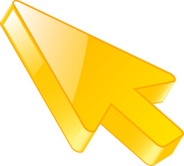 3d Click pointer cursor arrow icon on white background.