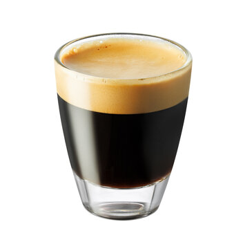 Full glass of espresso coffee isolated