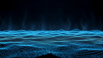 ia generated. Abstract Blue Digital Wave of Data and Technology Background. Abstract 3D blue digital wave representing data flow, artificial intelligence, and modern technology network background.
