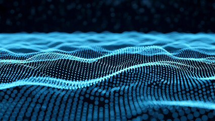 ia generated. Abstract Blue Digital Wave of Data and Technology Background. Abstract 3D blue digital wave representing data flow, artificial intelligence, and modern technology network background.