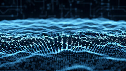 ia generated. Abstract Blue Digital Wave of Data and Technology Background. Abstract 3D blue digital wave representing data flow, artificial intelligence, and modern technology network background.