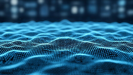 ia generated. Abstract Blue Digital Wave of Data and Technology Background. Abstract 3D blue digital wave representing data flow, artificial intelligence, and modern technology network background.