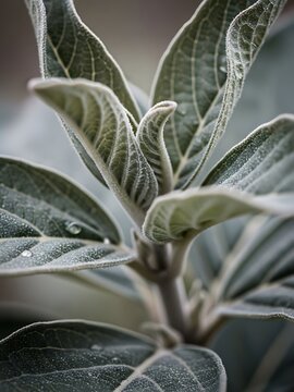 Close-up capturing velvetleaf foliage displaying captivating silver shades