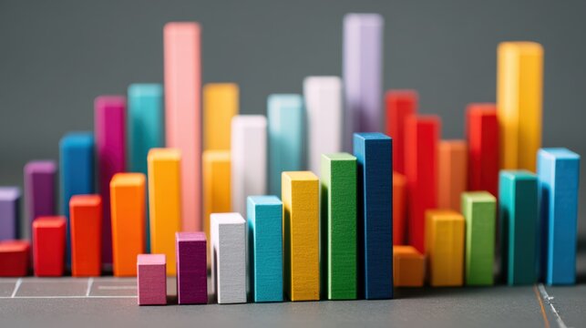 Medium shot of colorful bar charts illustrating website traffic growth highlighting clear data trends and comparative analysis for digital marketing insights.