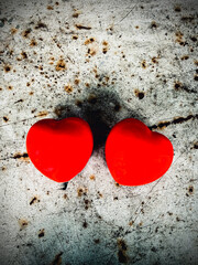 small red heart put on background.sign of love and care