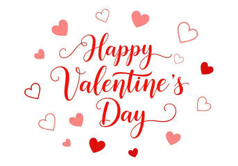 Happy valentine's day hearts illustration isolated on transparent background