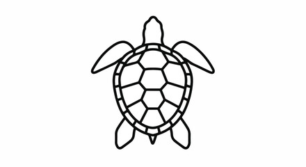 Fototapeta premium Minimalist Black and White Sea Turtle Illustration on White