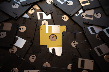 Pile of computer Floppy Disks